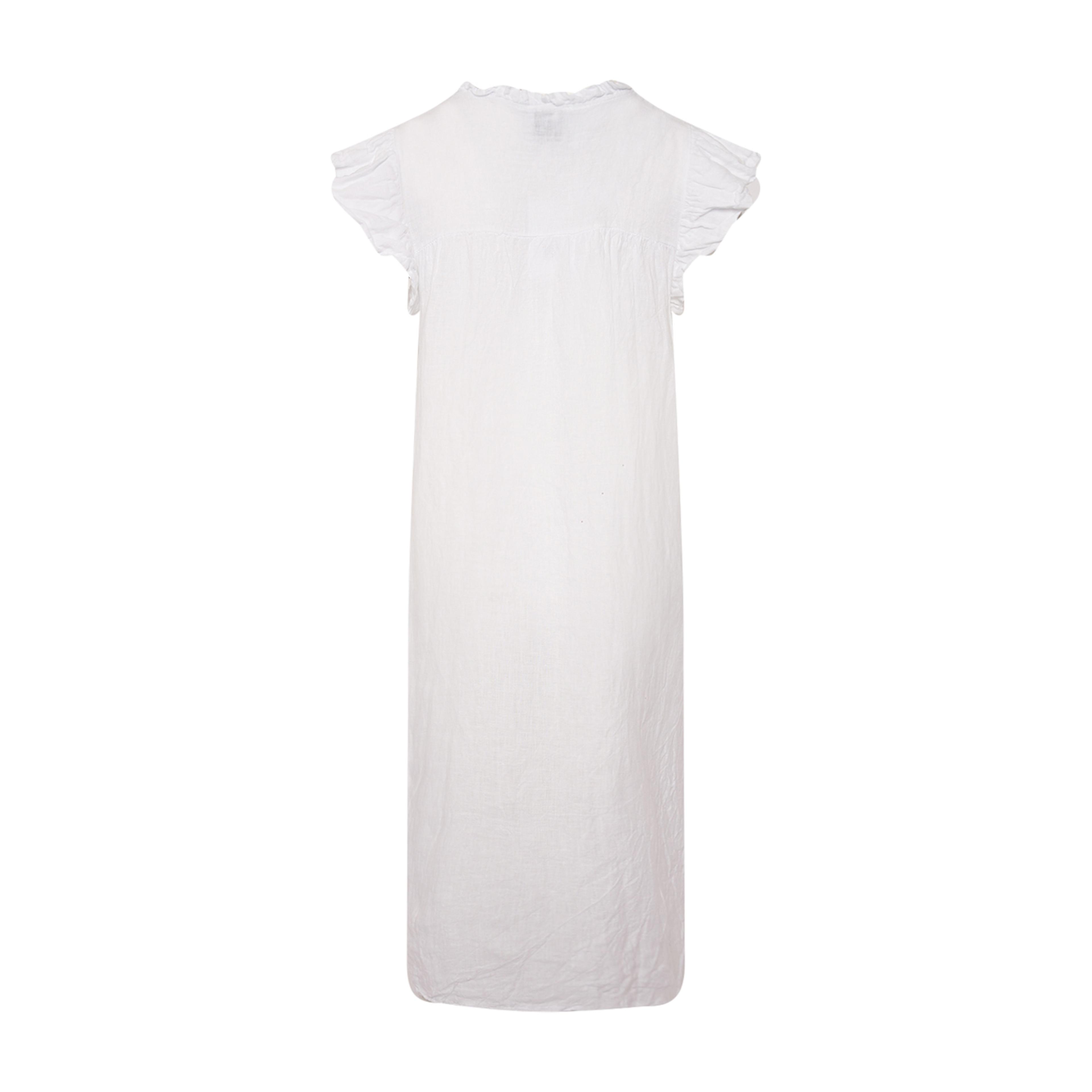 Etta, Frill Dress, Linen - White