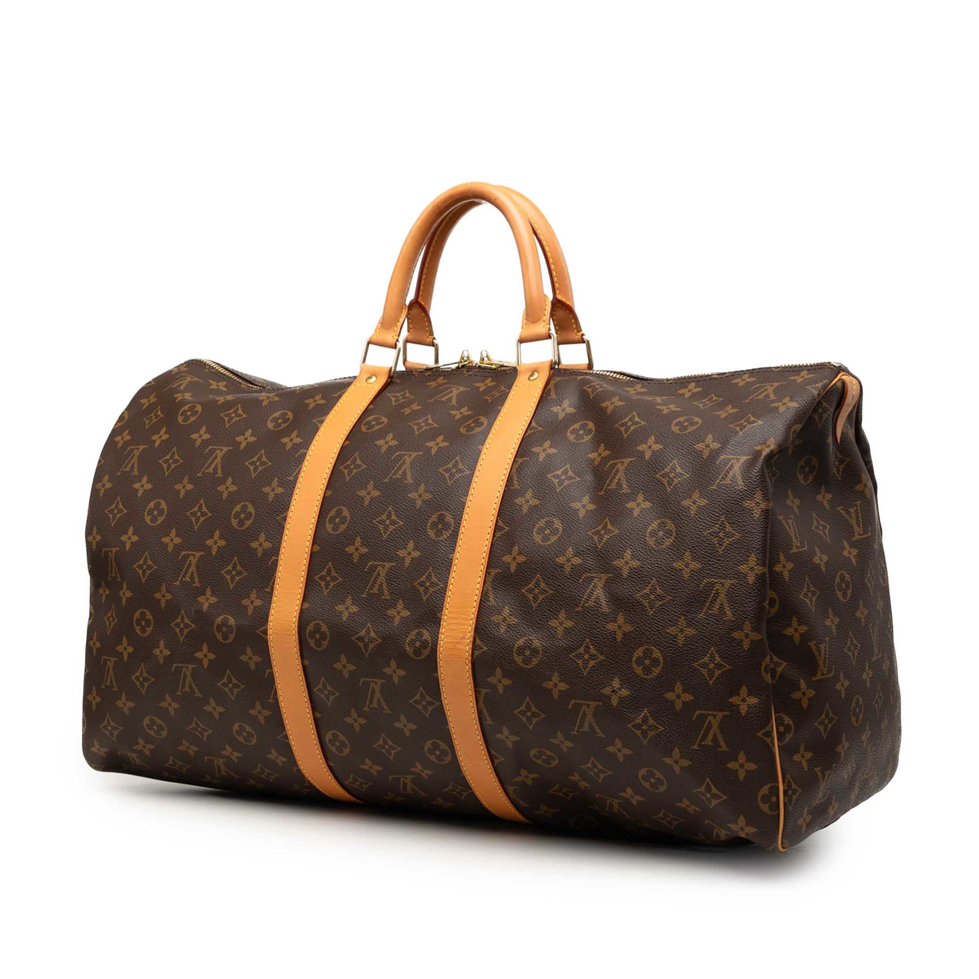 Louis Vuitton Monogram Keepall 55, från Luxclusif, i färgen brun. Klicka för att öppna bilden i stort format