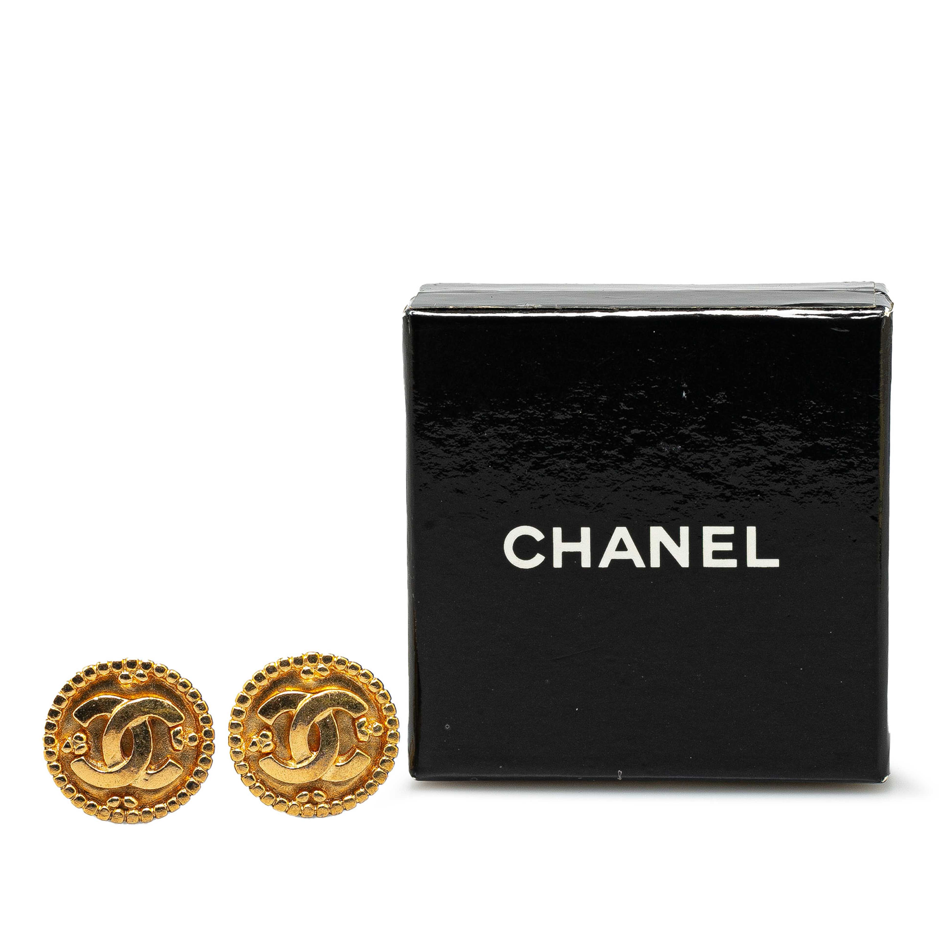 Chanel Gold Plated Cc Clip On Earrings