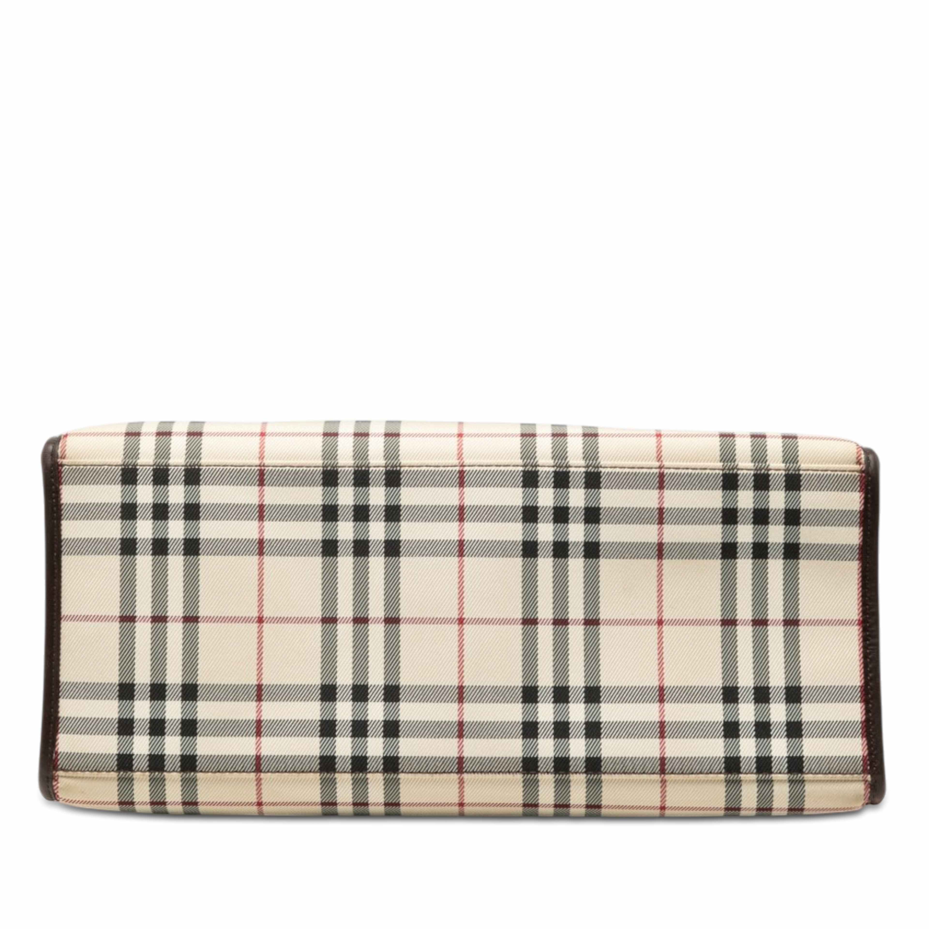 Burberry House Check Canvas Convertible Tote, från Luxclusif, i färgen beige. Klicka för att öppna bilden i stort format
