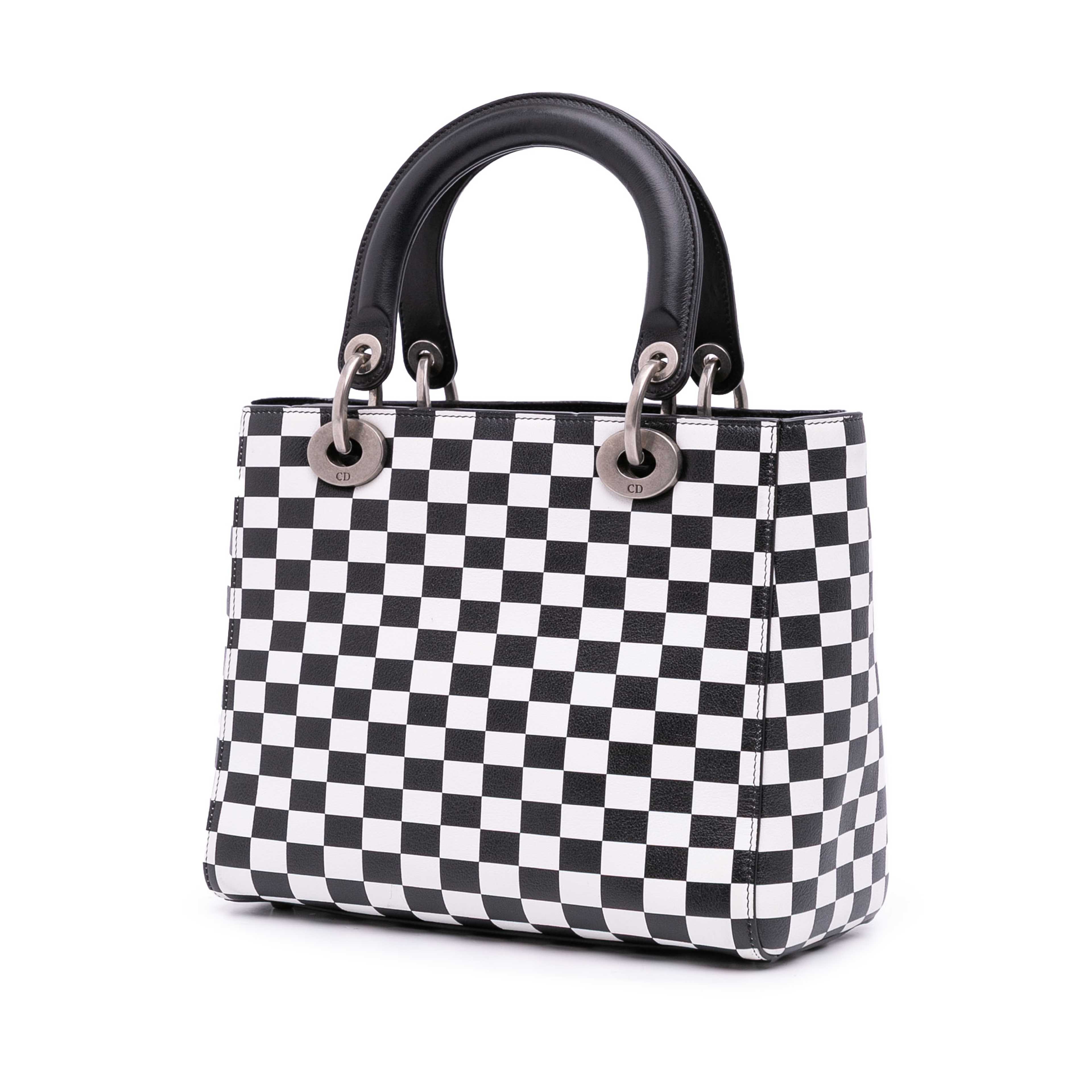 Dior Medium Calfskin Checkered Lady Dior, från Luxclusif, i färgen black. Klicka för att öppna bilden i stort format