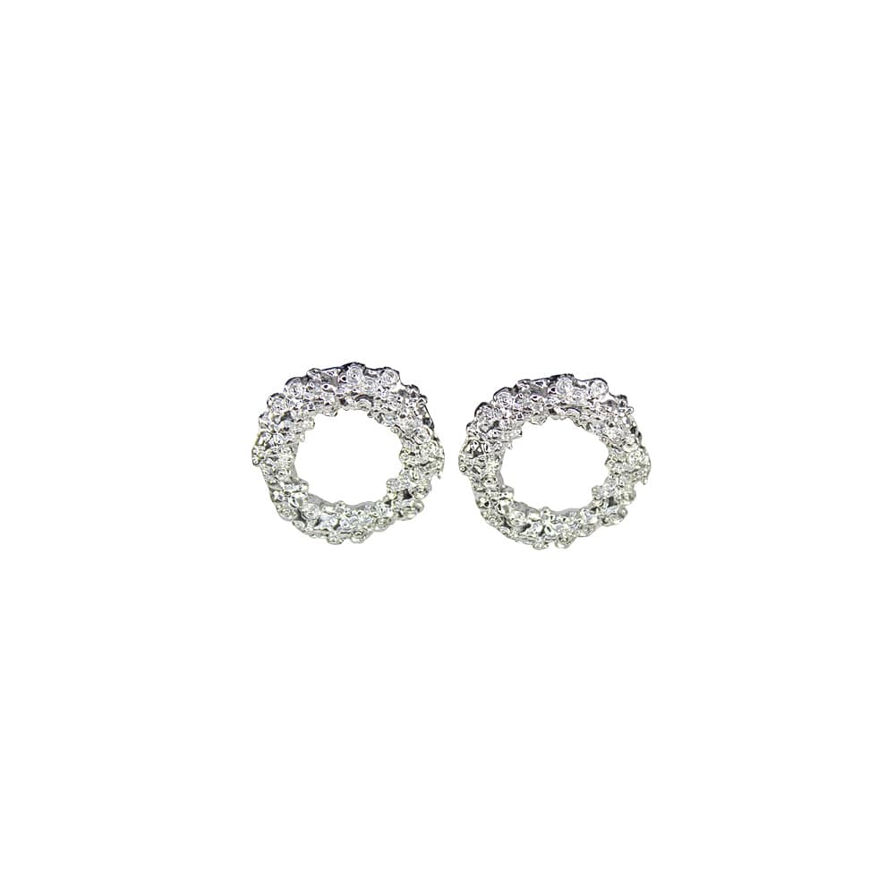 Örhänge I Cirkelform, Post, från Complement, i färgen silver.