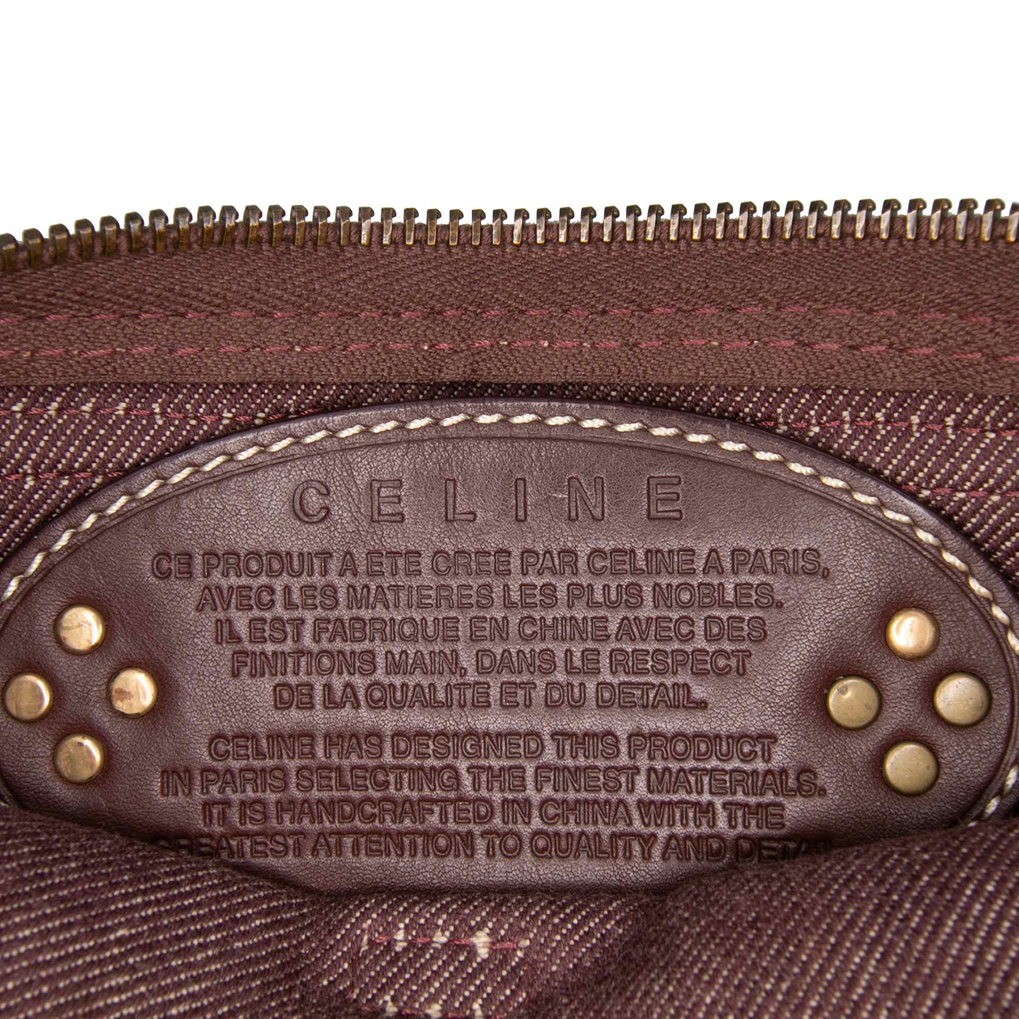 Celine Macadam Denim Double Pocket Belt Bag, från Luxclusif, i färgen brown.