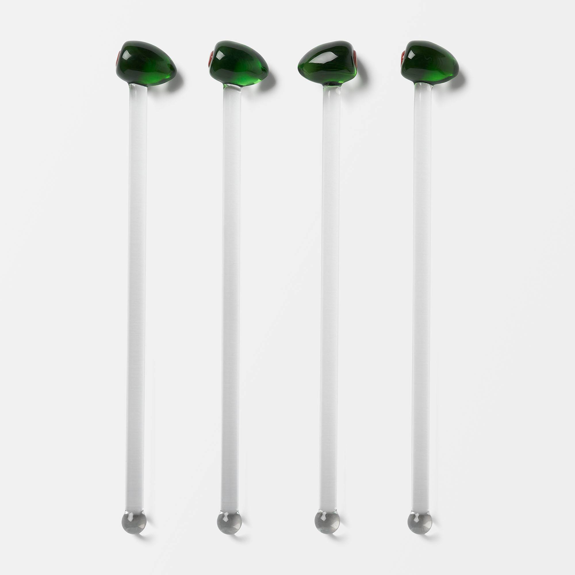 Drinkpinne i glas OLIVE, 4-pack, från Åhléns Home, i färgen Olive.