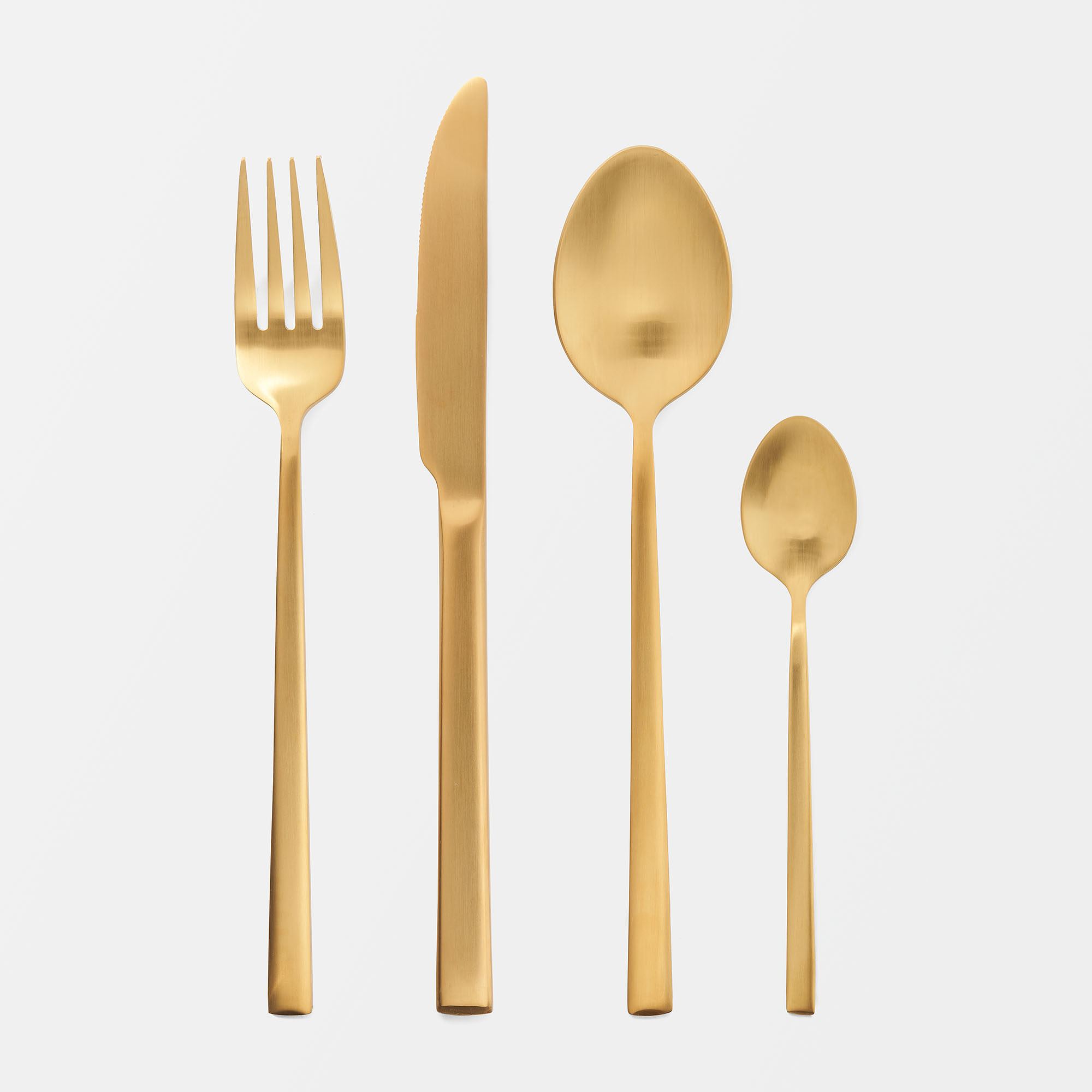 Borstat bestickset SOFI 16 delar, från Åhléns Home, i färgen Brass.