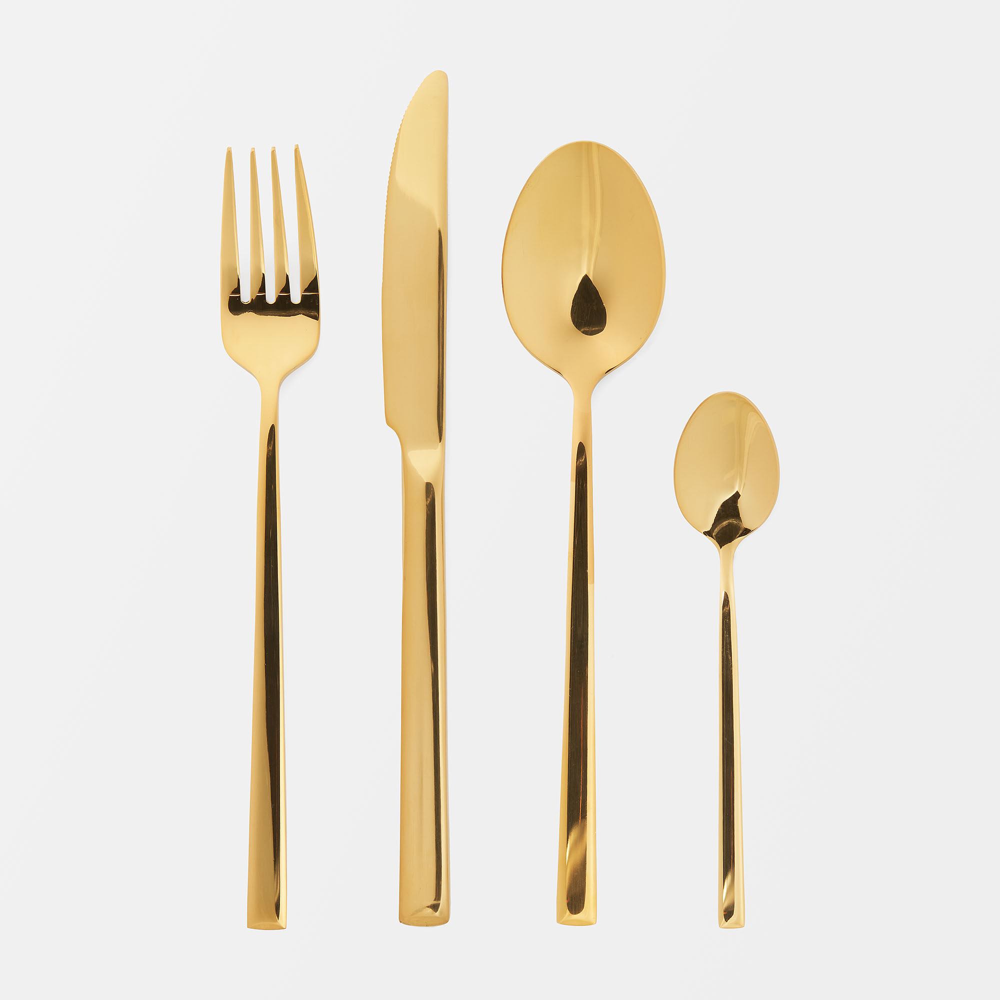 Blankt bestickset SOFI 16 delar, från Åhléns Home, i färgen Brass.