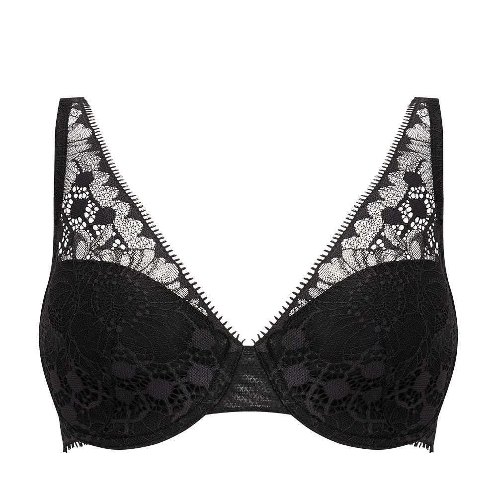Djupt ringad BH Day to Night, från Chantelle, i färgen Black.