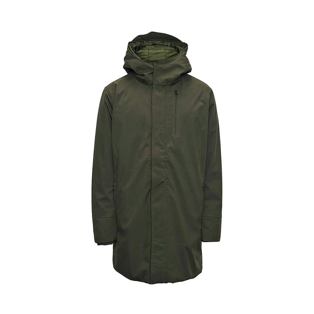 Jacket Long Shell Jacket - GRS/Vegan, från Knowledge Cotton Apparel, i färgen Forrest Night.