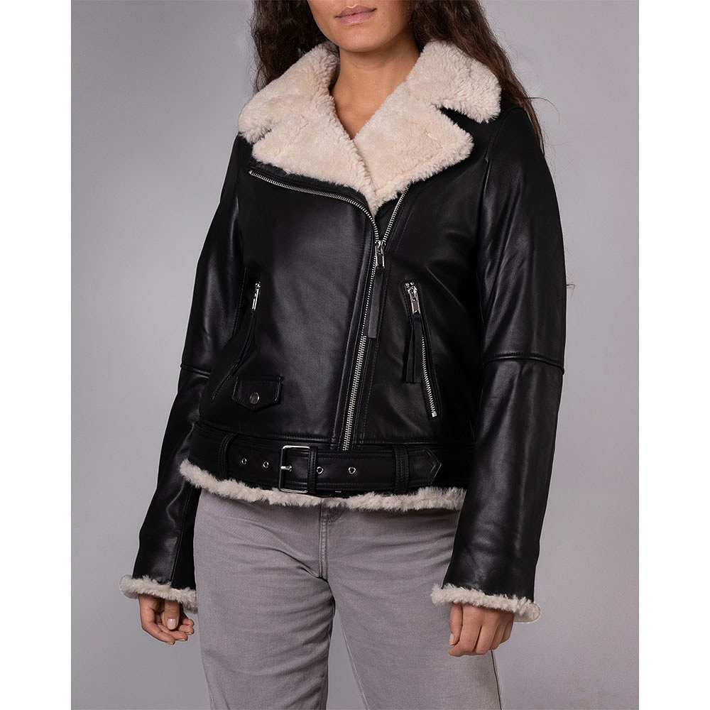 Bea Shearling Leather Biker