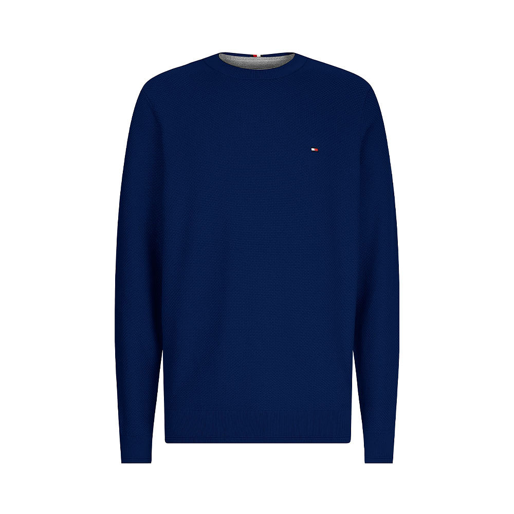 Basket Weave Structure Crew Neck Pullover, från Tommy Hilfiger, i färgen Desert Sky.