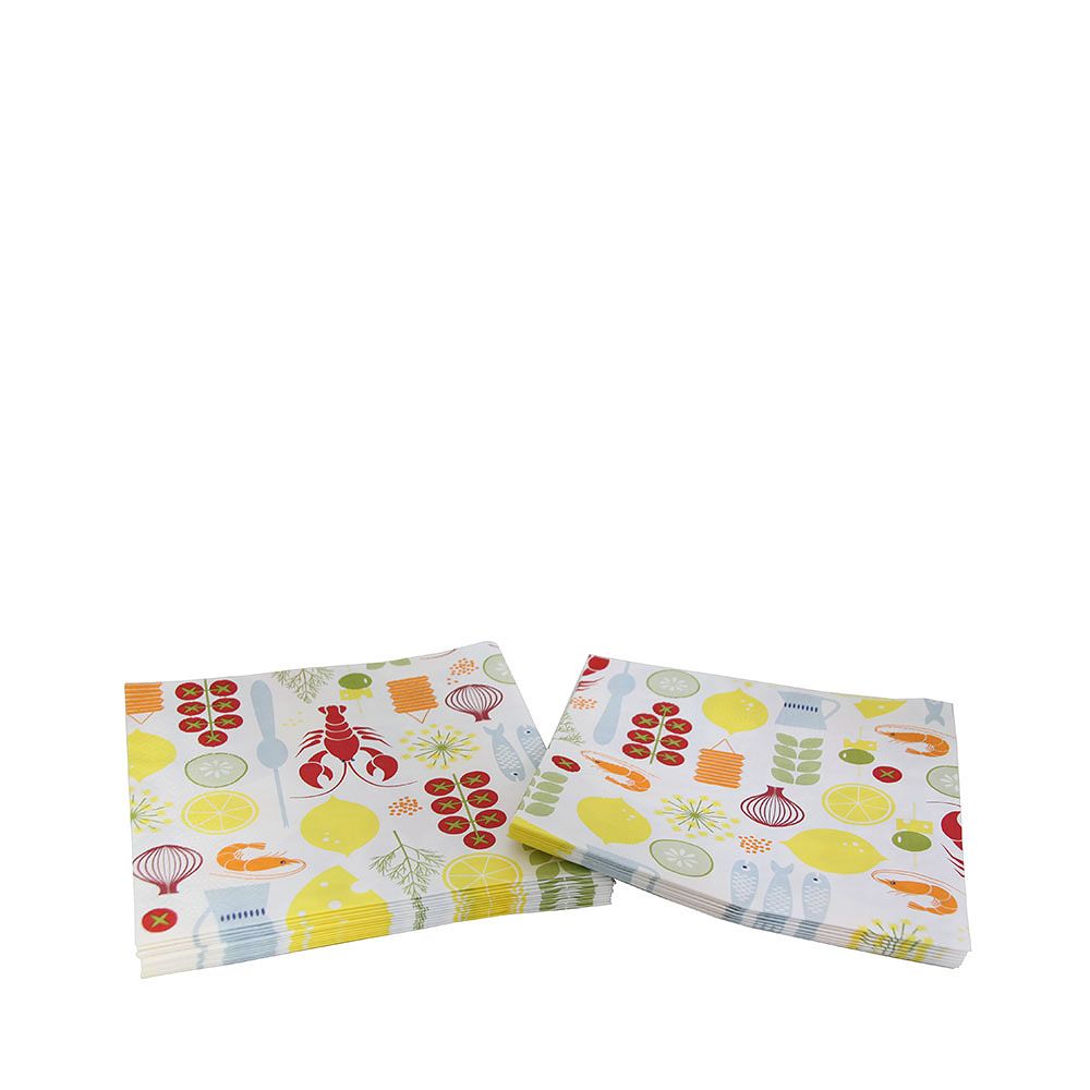 Servett med kräftmotiv, från Hedlunds, i färgen Multicolor.