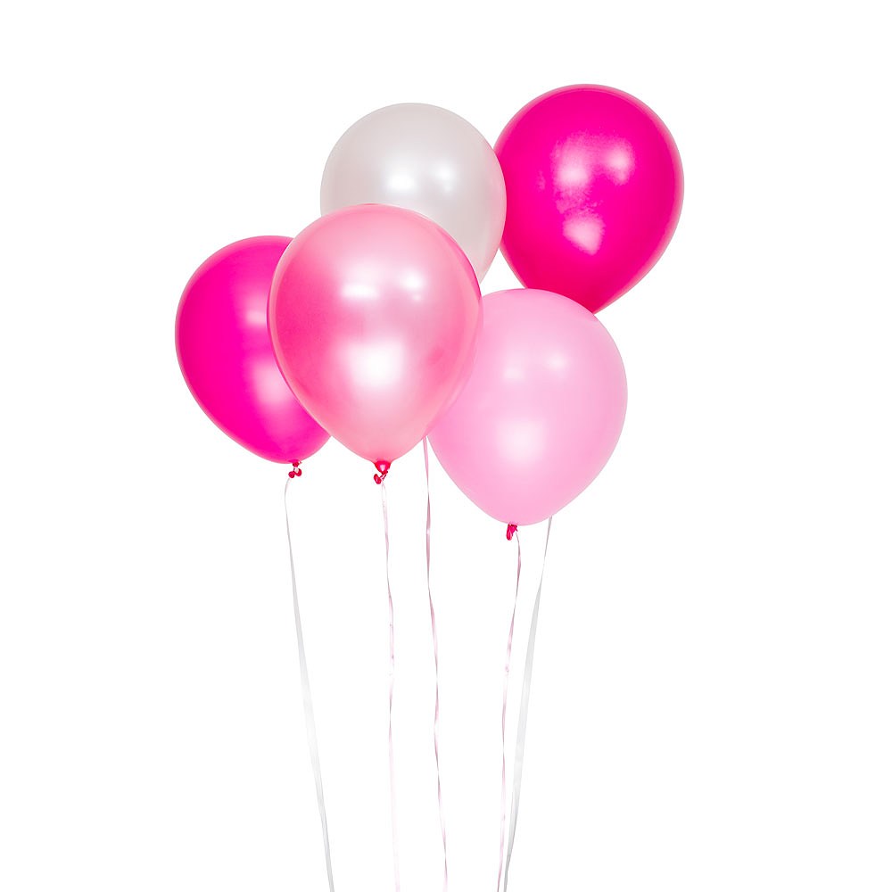 Ballonger 10st, rosa/vita, från Design House 95, i färgen Pink.