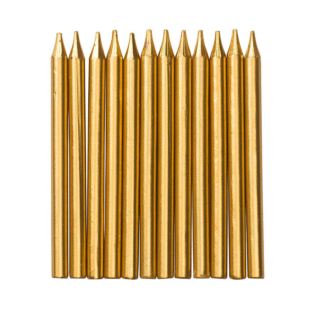 Tårtljus 12st, guld, från Design House 95, i färgen Gold.