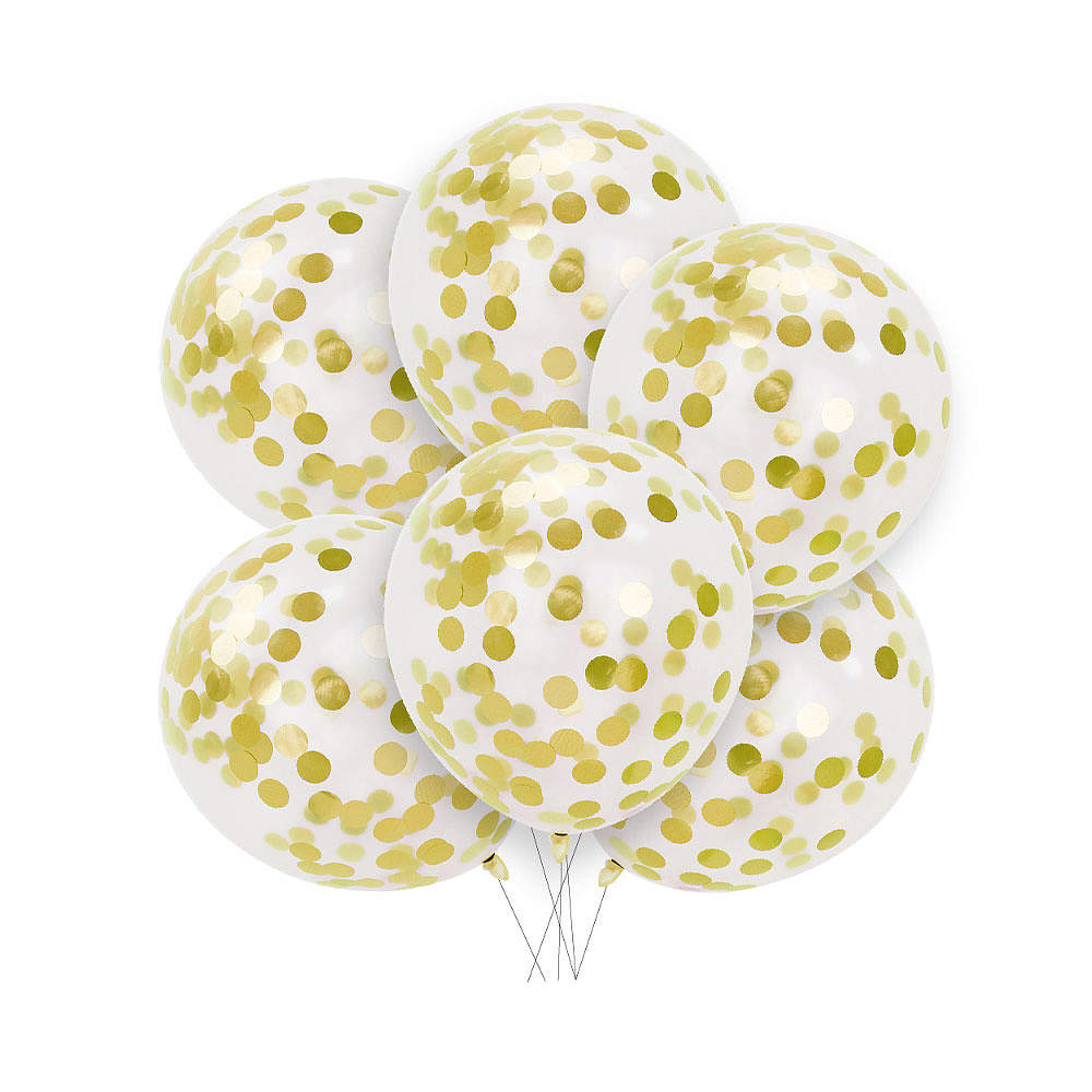 Konfettiballonger 30cm, 6st, guldkonfetti, från Design House 95, i färgen Gold.