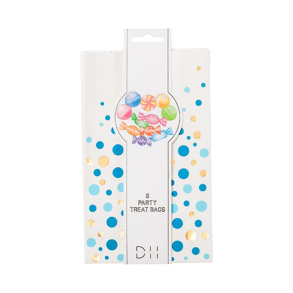 Godispåsar 8st , Blå prickar med guldfolie, från Design House 95, i färgen Blue.
