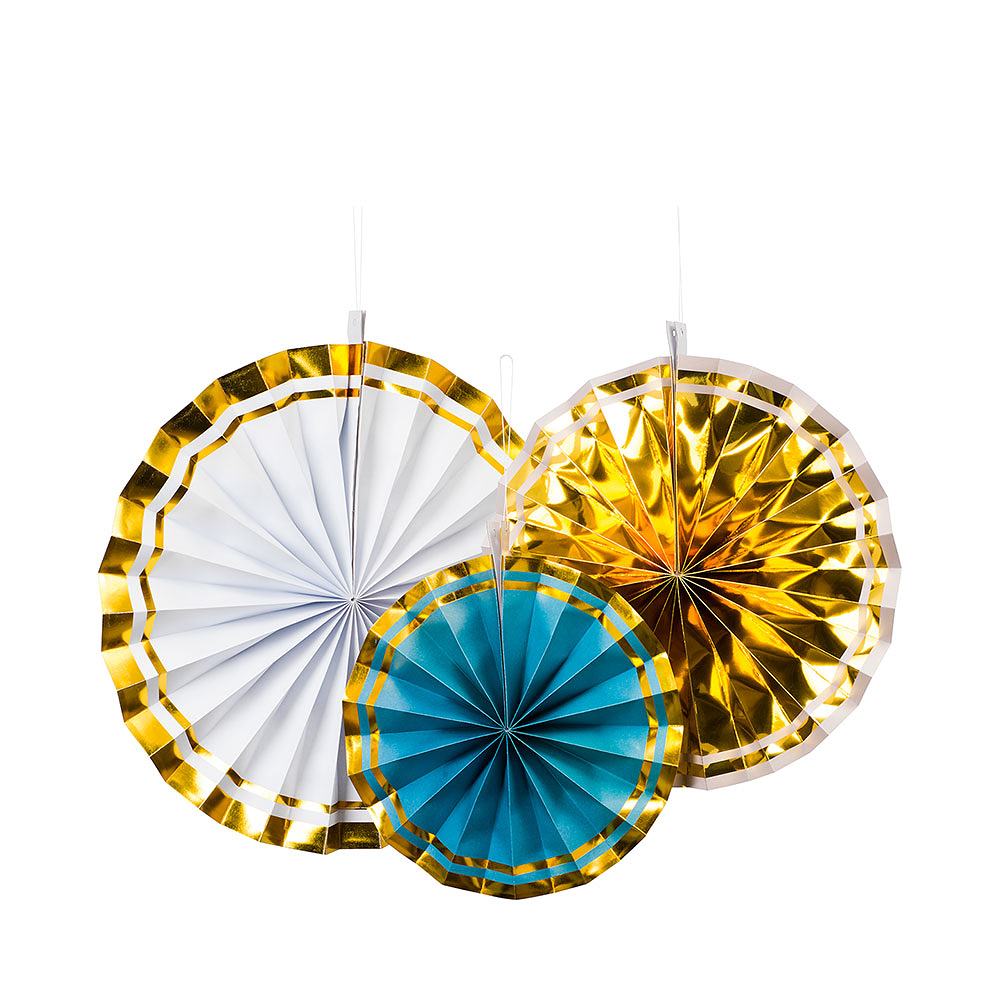 Paperfan 3st blå/vit/guld, från Design House 95, i färgen Multicolor.
