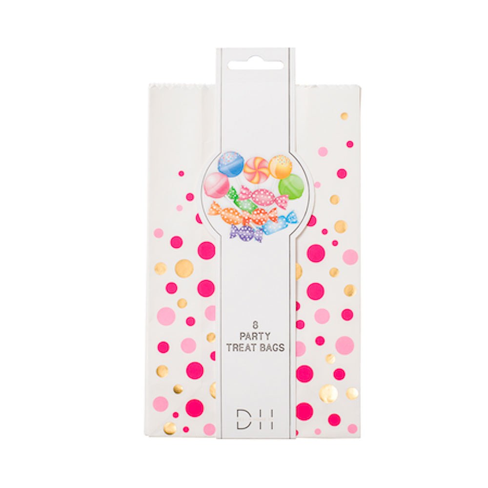 Godispåsar 8st, Rosa prickar med guldfolie, från Design House 95, i färgen Pink.