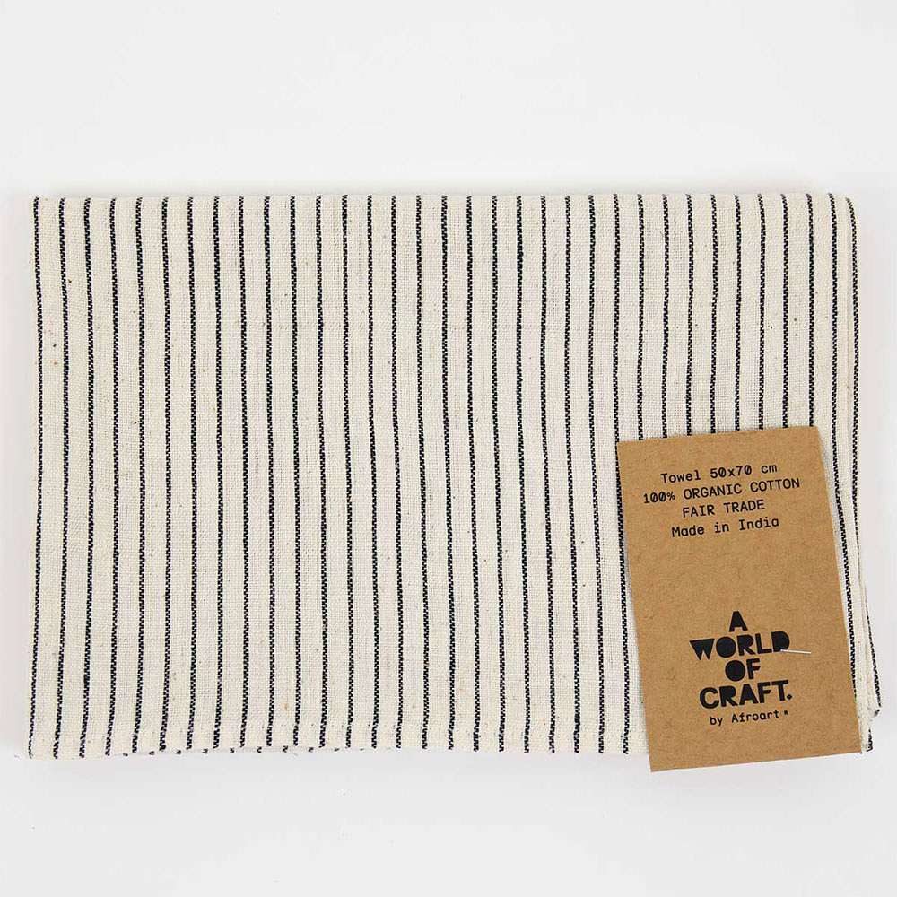 ECO THINSTRIPE Handduk, vit/svart, från A World of Craft, i färgen Vit/Sv.