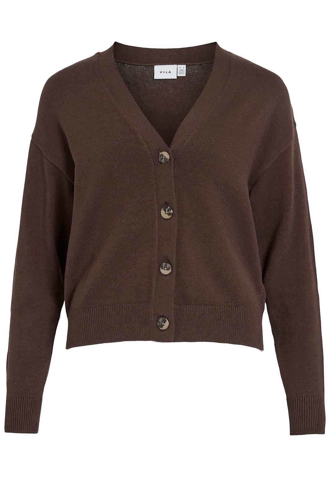 VIRIL V-Neck Knit Cardigan, från Vila, i färgen Coffee Bean.