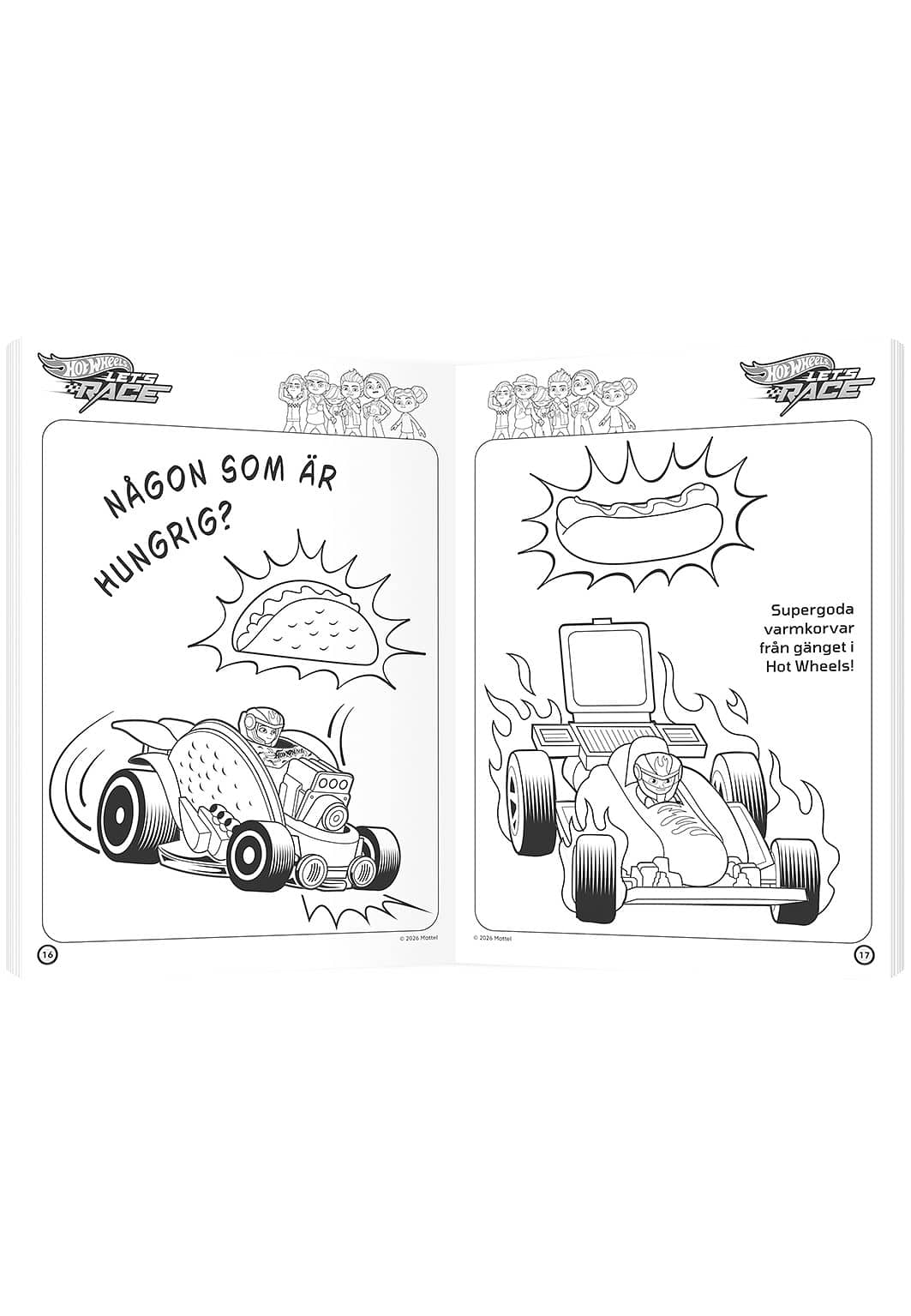 Målarbok Hot Wheels Let's race med klistermärken, från KÄRNAN.