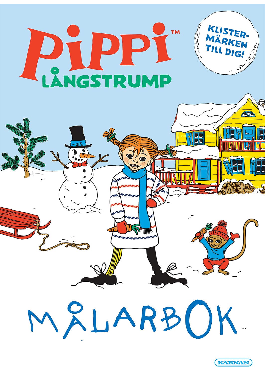 Målarbok Pippi Vinter Med Klistermärken, från KÄRNAN.