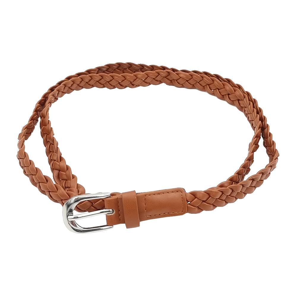 Flätat Bälte I Imitatiosläder 1,8 Cm Brett, från Complement, i färgen brown.