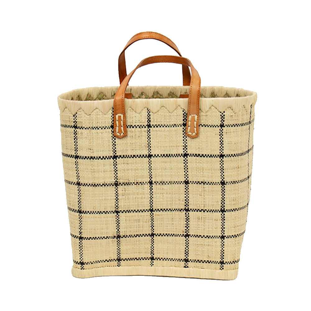 RAFFIA Väska rutig S, natur/svart, från A World of Craft, i färgen Natur/Svart.