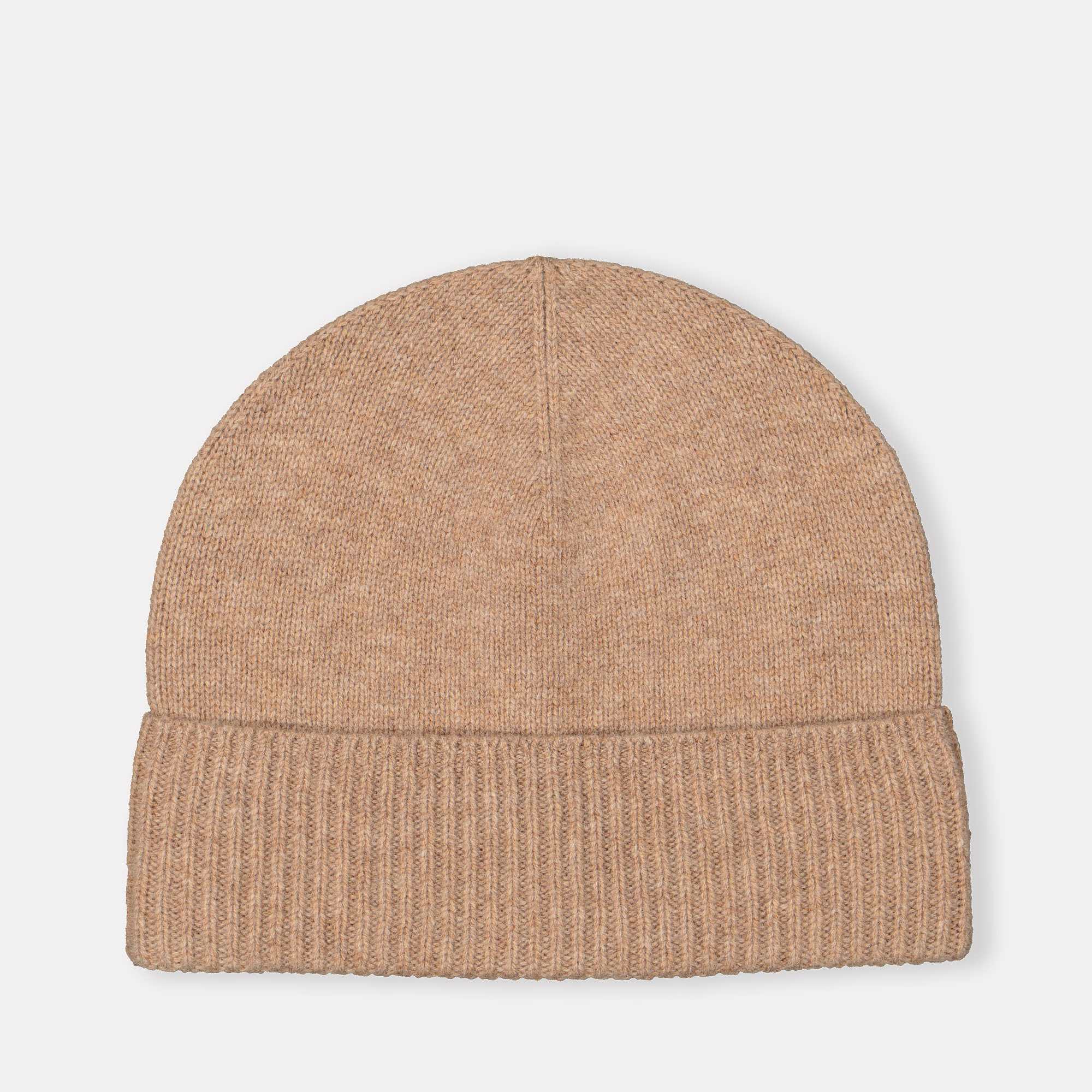 Ribbstickad beanie Kashmir Mix, från Wera, i färgen Beige.