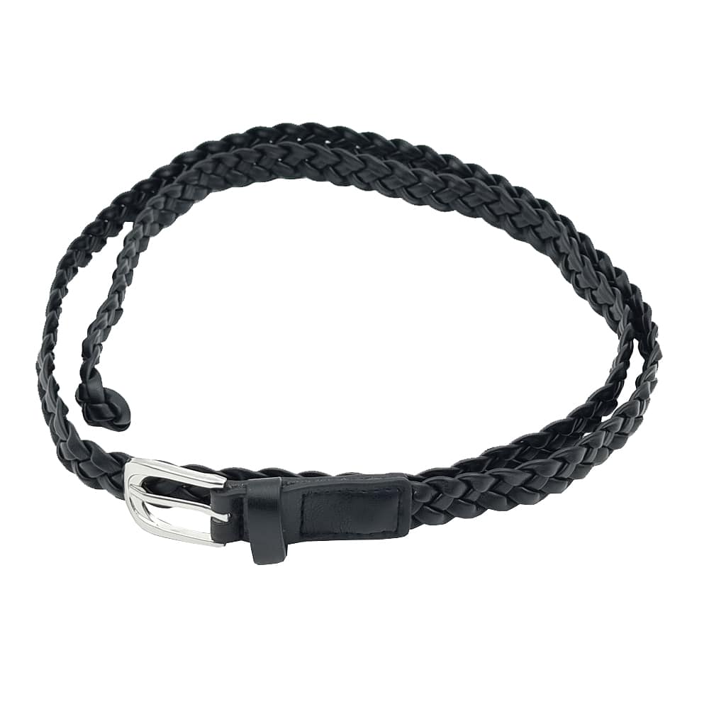 Flätat Bälte I Imitatiosläder 1,8 Cm Brett, från Complement, i färgen black.