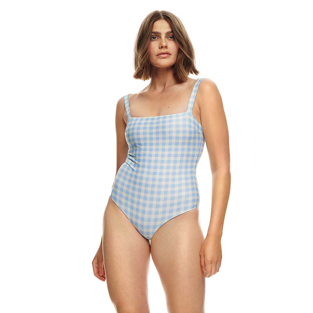 Swimsuit Haiti, från Scampi, i färgen gingham aqua.