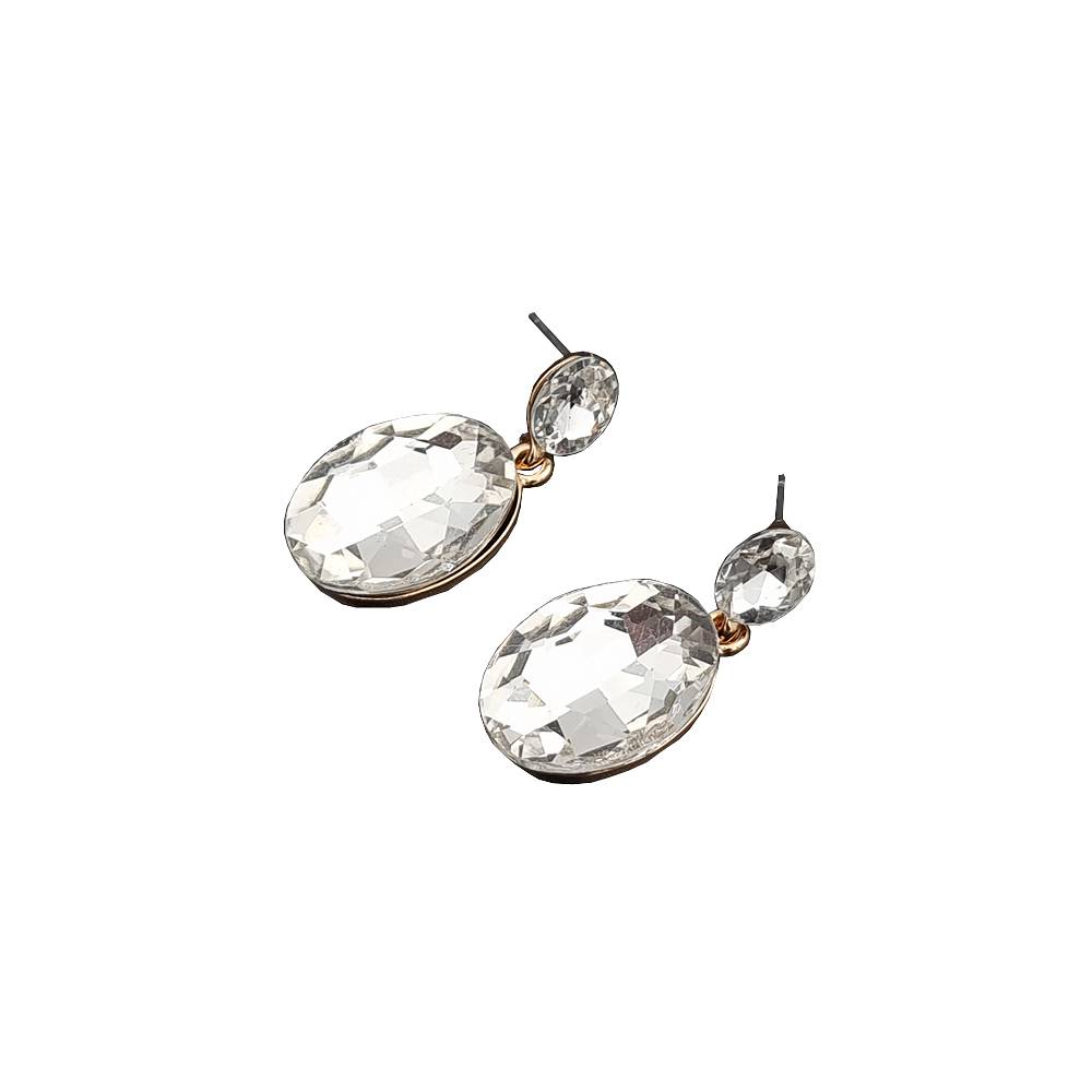 Örhänge Med Hängande Större Fasetterad Sten, från Complement, i färgen white.