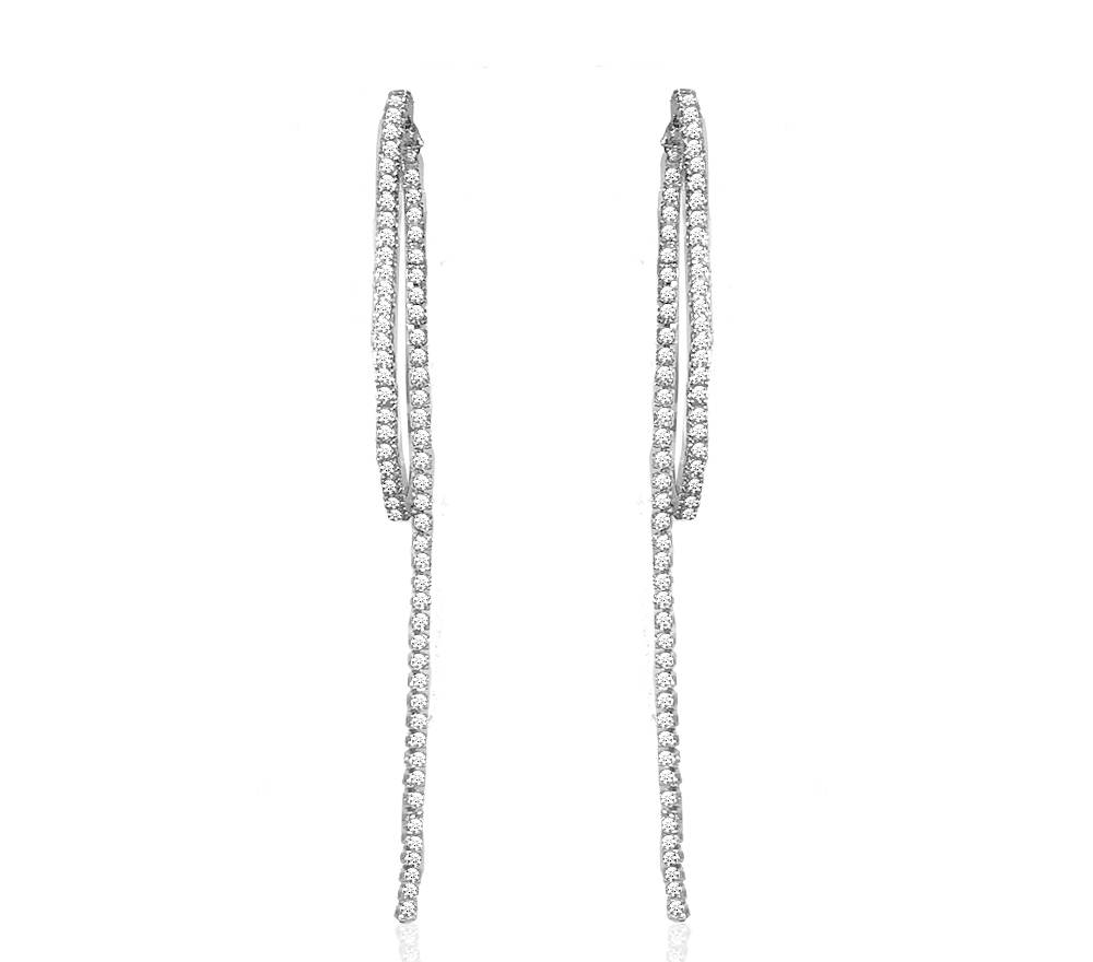Crystal Hoop With 1 Tassel Earrings