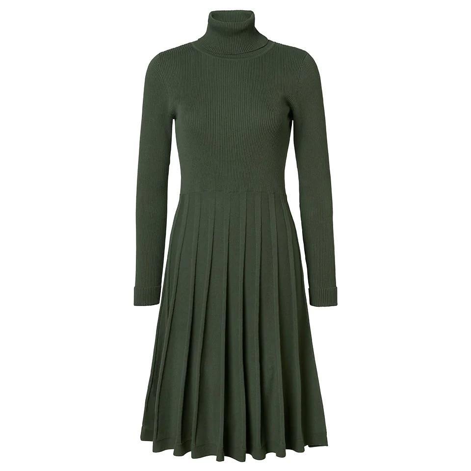 Stickad Klänning Med Polokrage - Henna Rollneck Green