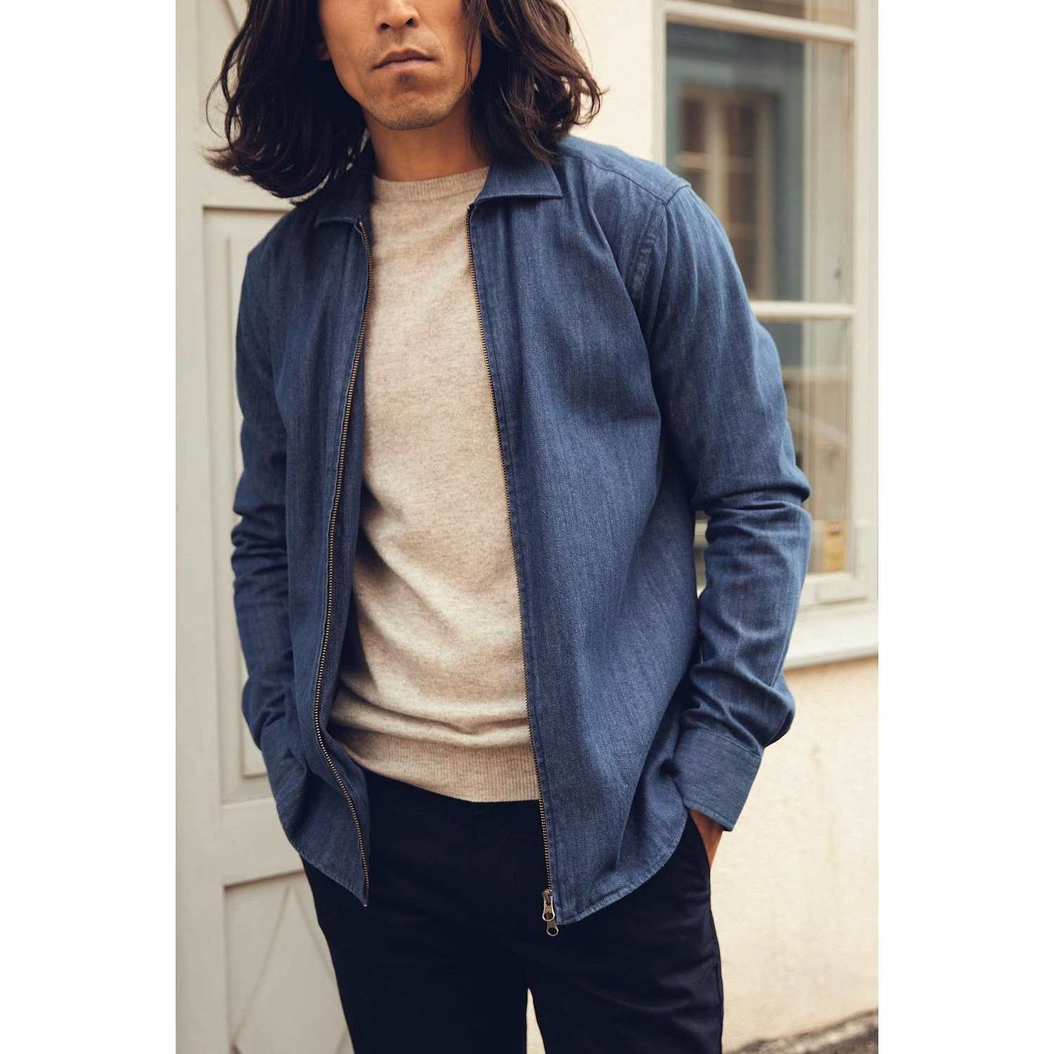 Zipper Overshirt, från John Henric, i färgen blue.