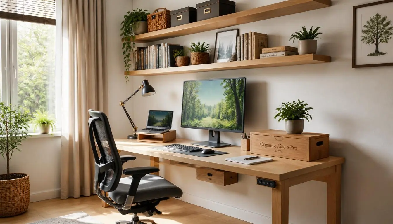 DIY Cable Management Ideas for a Clean Study Desk Organized study desk with hidden cables, cable clips, and DIY cable management solutions.