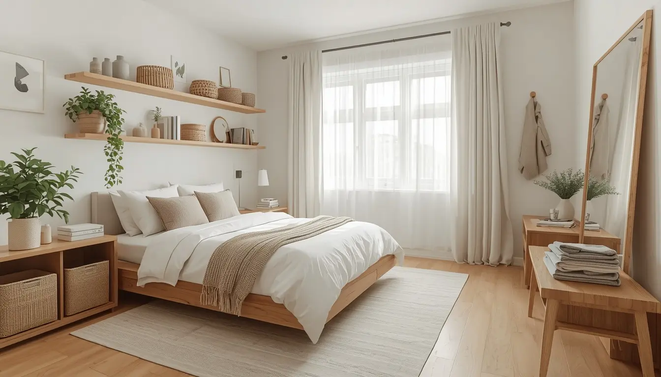 10 Small Guest Room Ideas That Feel Surprisingly Spacious Bright and organized small guest room with hidden storage, neutral decor, and space-saving furniture ideas.