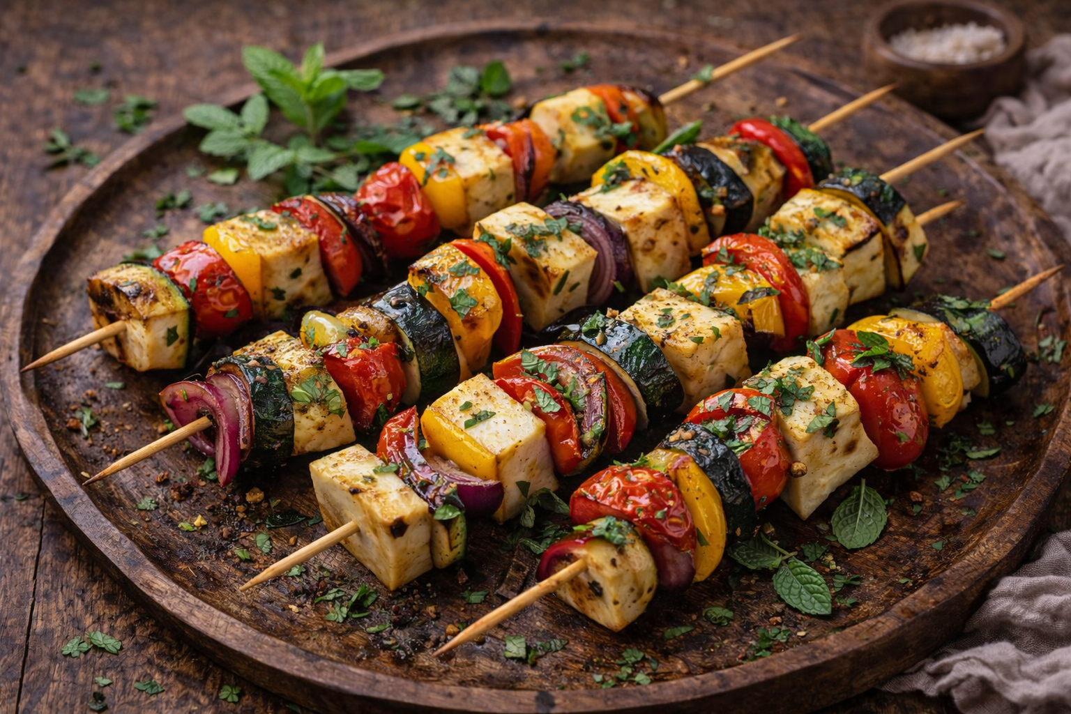 Halloumi and Vegetable Skewers