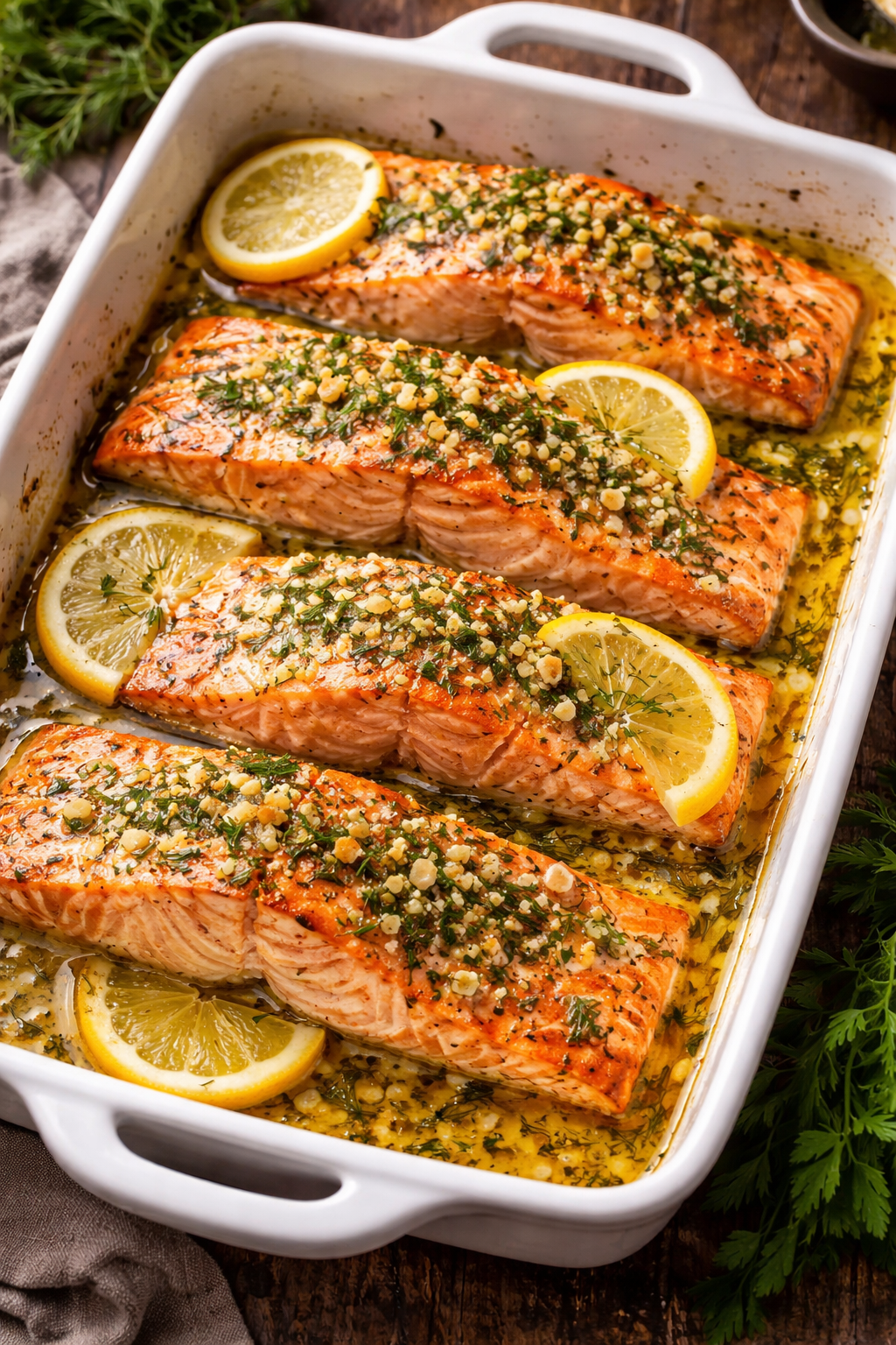 Lemon Garlic Baked Salmon