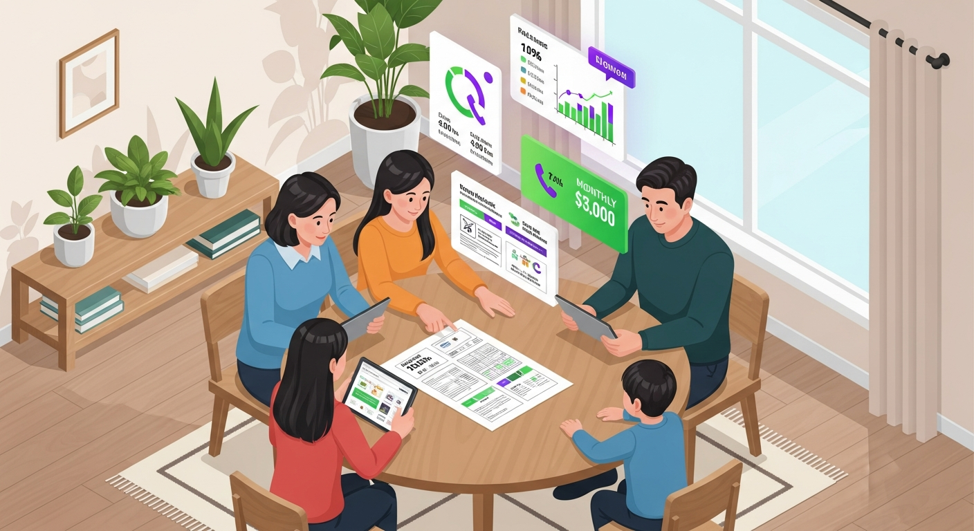 가족이 함께 요금제를 비교하는 모습 - 알뜰폰 선택 가이드