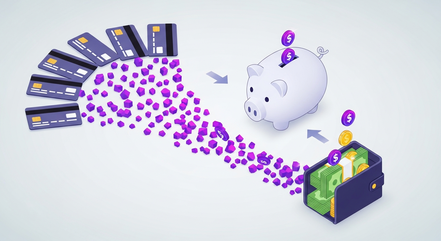 카드 포인트가 현금으로 전환되는 과정을 표현한 이미지