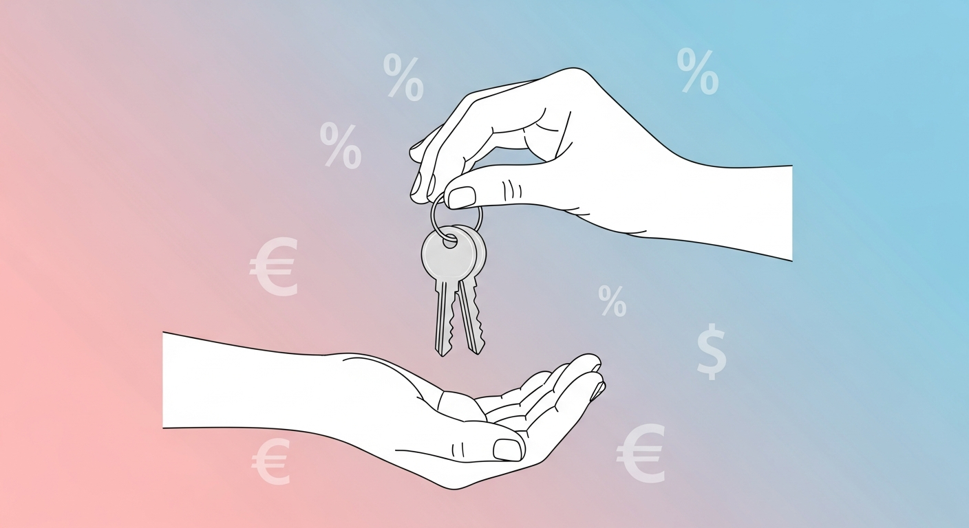 부동산 취득과 세금 절약을 상징하는 열쇠와 돈 아이콘