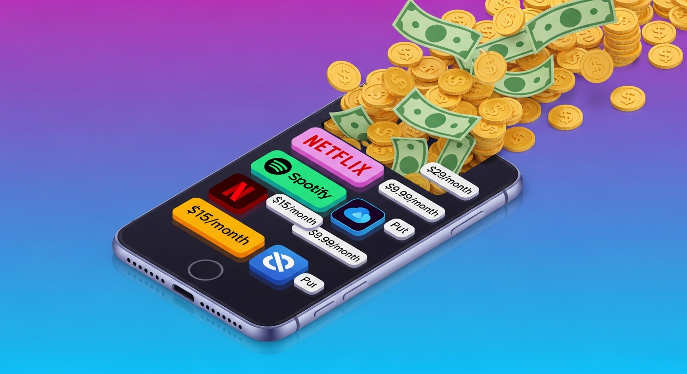 스마트폰에서 빠져나가는 구독료를 시각화한 이미지 - OTT 절약 전략