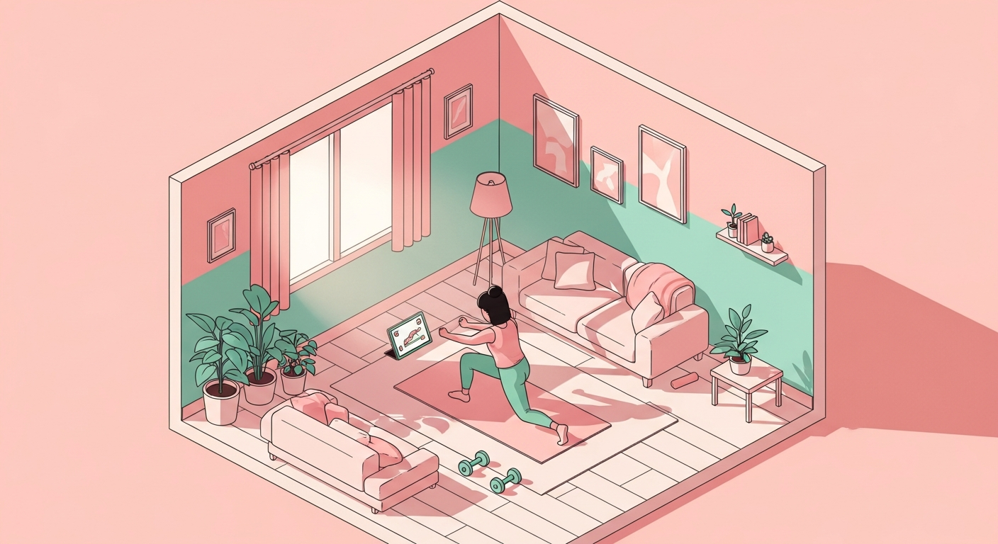 홈트레이닝으로 헬스장PT비용절약하며 운동하는 모습