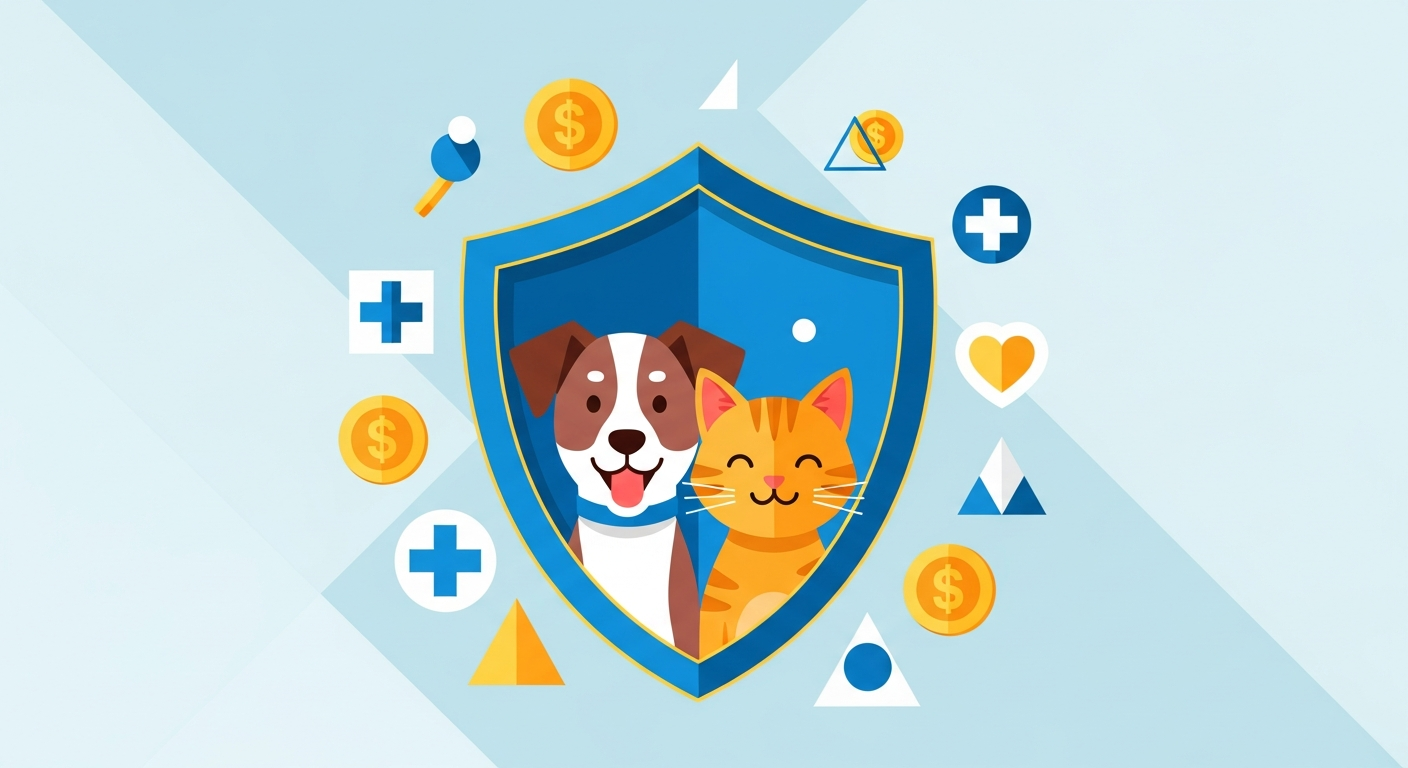 펫보험비교와 보호 개념을 나타내는 일러스트