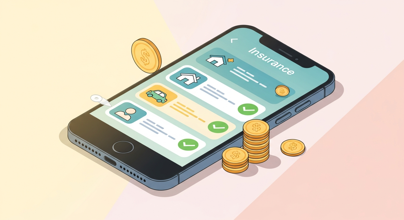 4대보험 환급금 앱 인터페이스를 표현한 모바일 일러스트