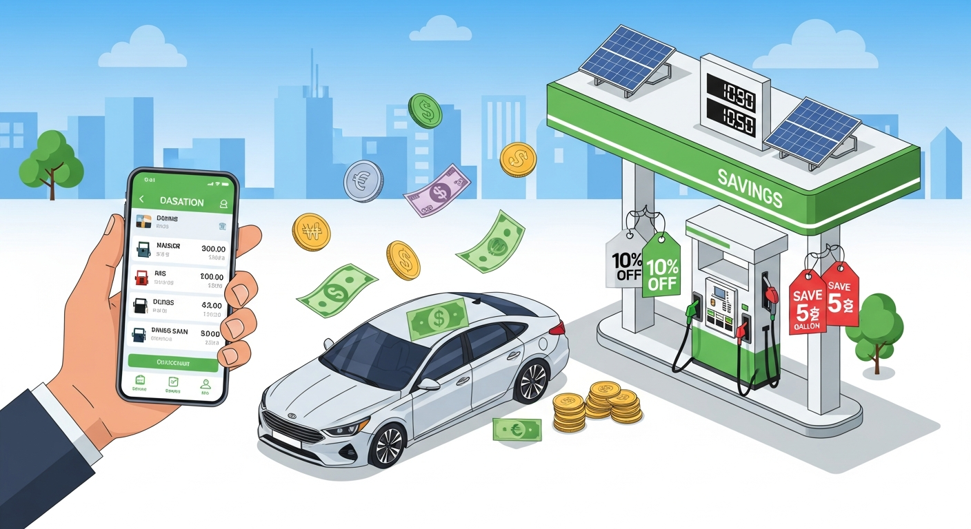 주유비 절약을 위한 스마트한 주유 습관 일러스트