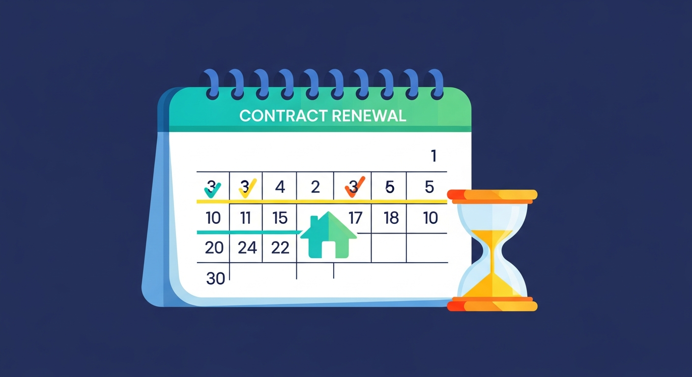 전월세 계약갱신 타임라인과 일정을 보여주는 캘린더 일러스트