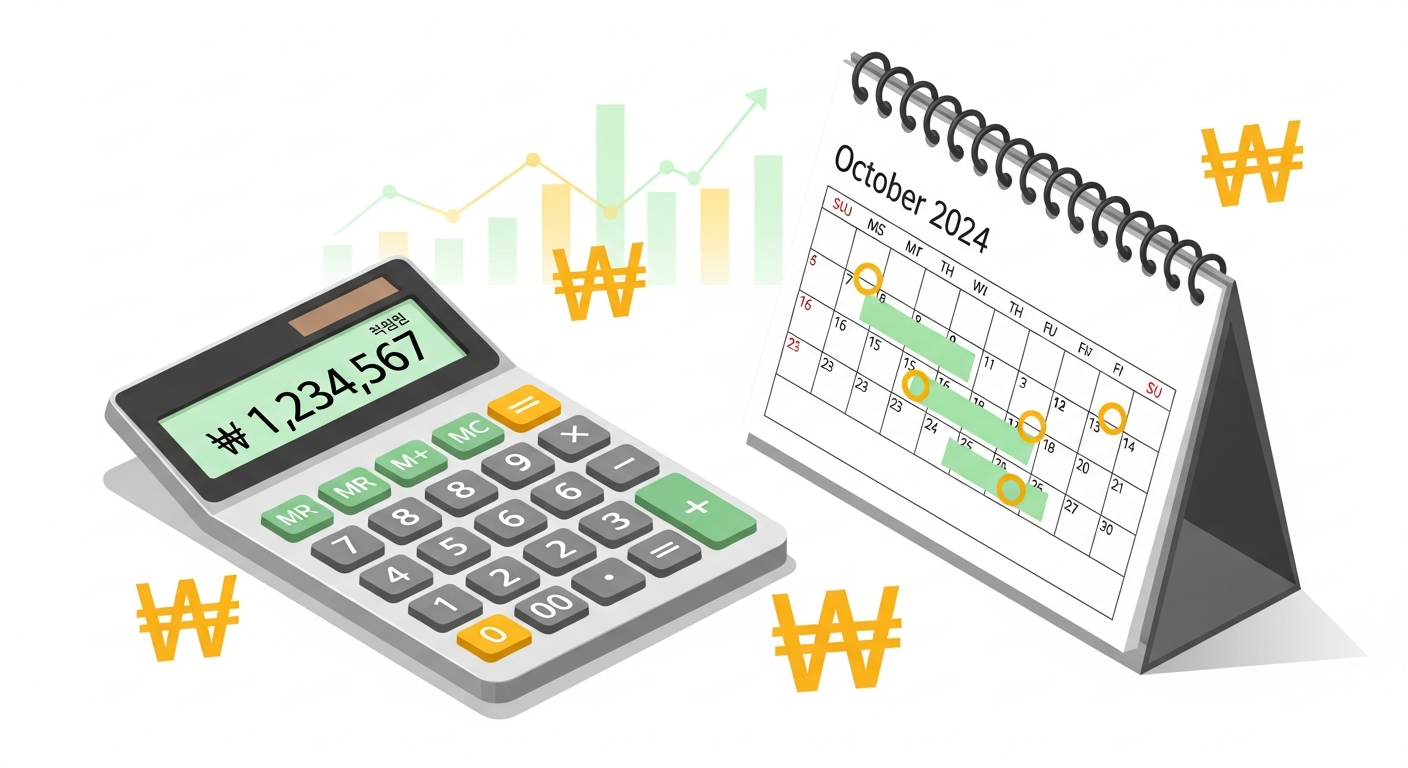연기연금 계산기와 달력 일러스트