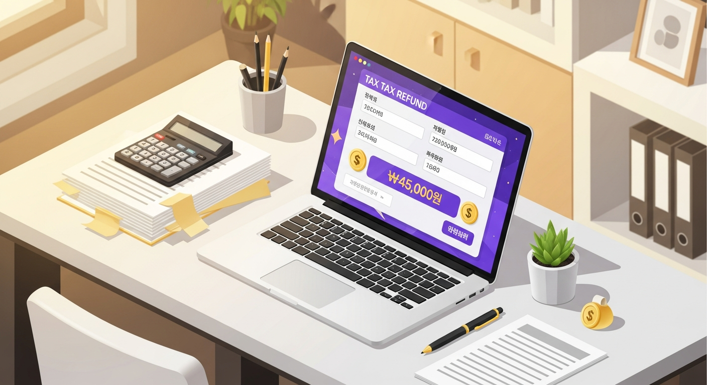 홈택스에서 세금환급 조회하는 화면