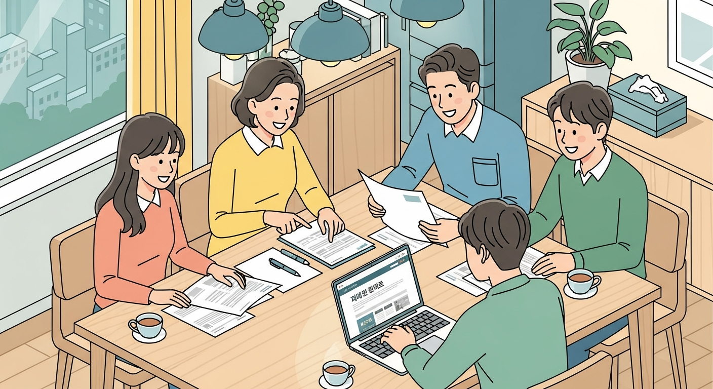 보조금24로 가족이 함께 정부지원금을 확인하는 따뜻한 장면